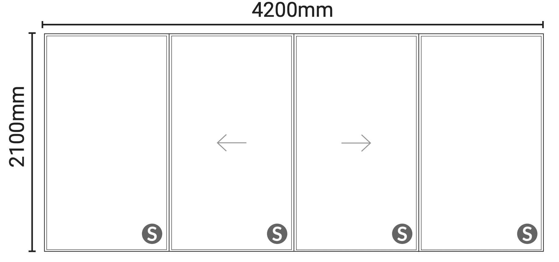 W4190mm Aluminium Double Sliding Door | OTD Furniture